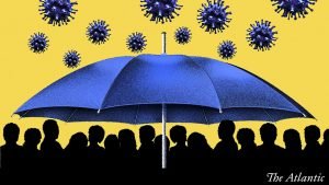 La inmunidad colectiva se alcanza cuando una población está protegida frente a una enfermedad infecciosa. • Imagen: The Atlantic.